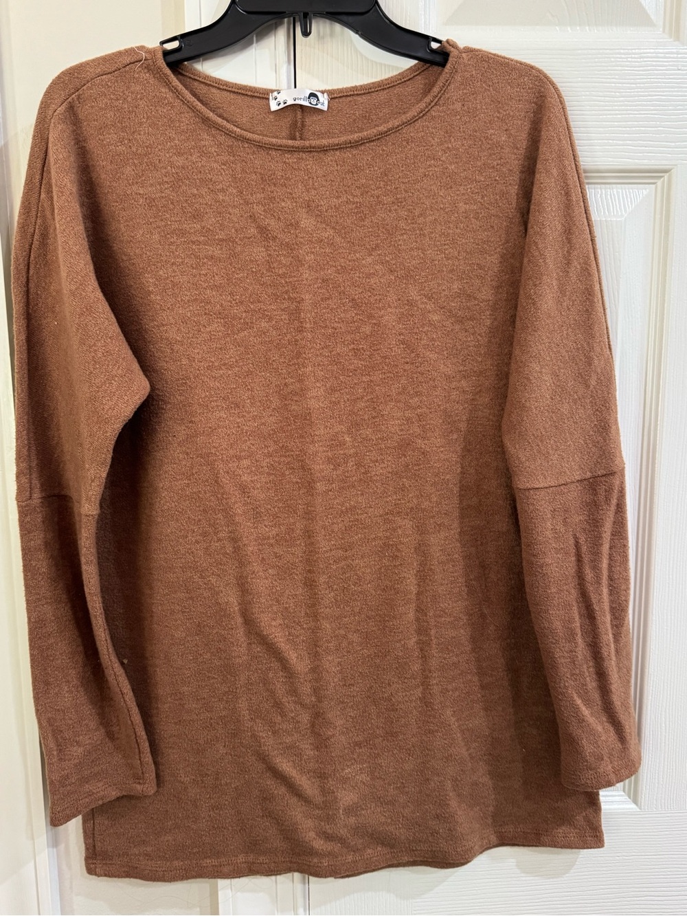 Soft Knit Crewneck Sweater in Chestnut Brown